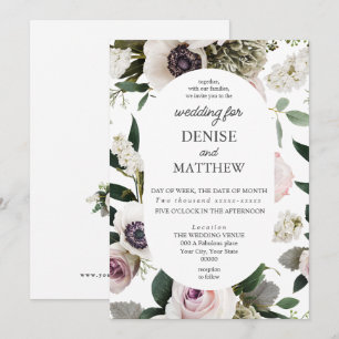 Invitation Anémon blanc sur Mariage blanc clair