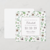 Invitation Anémone blanche florale de l'aquarelle | - (Devant / Derrière)