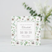 Invitation Anémone blanche florale de l'aquarelle | - (Debout devant)