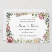 Invitation Anemone Blush Grey mariage formel Enregistrer la d (Devant)