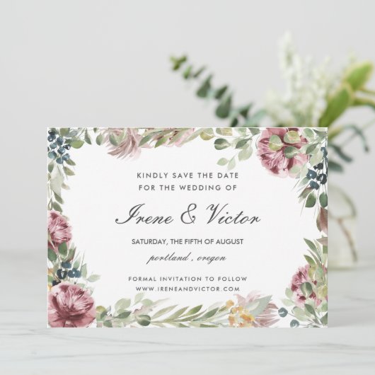 Invitation Anemone Blush Grey mariage formel Enregistrer la d (Debout devant)