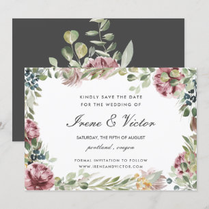 Invitation Anemone Blush Grey mariage formel Enregistrer la d
