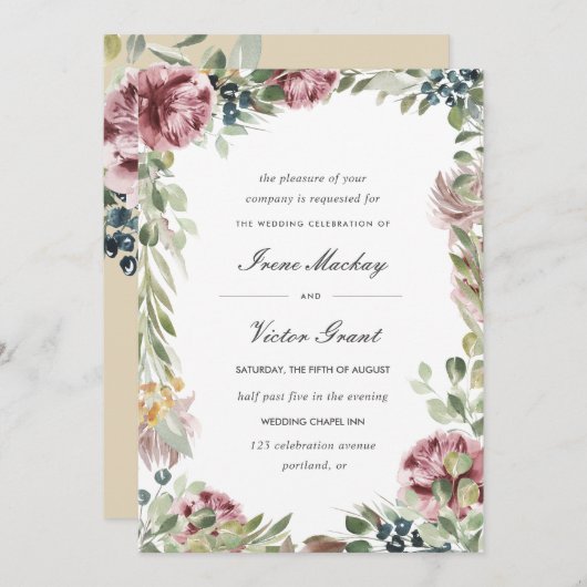 Invitation Anemone Blush | Mariage botanique neutre rose (Devant / Derrière)