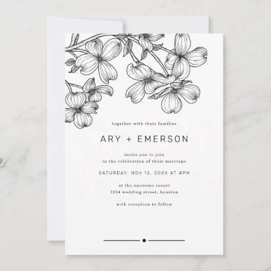Invitation Anemone Bouquet Mariage (Devant)