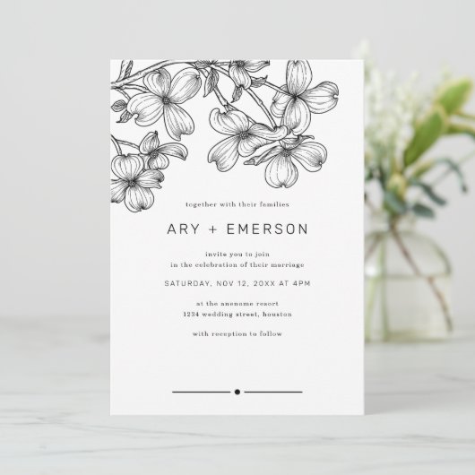 Invitation Anemone Bouquet Mariage (Debout devant)