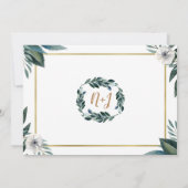 Invitation Anémone Fleurs Mariage Feuilles Vertes Blanches (Dos)