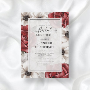 Invitation Anémone Fleurs Rouges Bourgogne Luncheon Mariage F