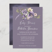 Invitation Anemone Garden Crème violet Baby shower Boho (Devant / Derrière)