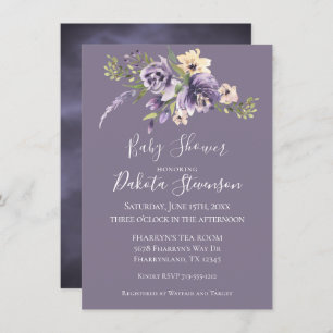 Invitation Anemone Garden Crème violet Baby shower Boho