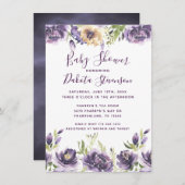 Invitation Anemone Garden Crème violet Baby shower Boho (Devant / Derrière)