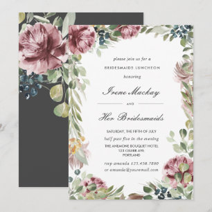 Invitation Anemone gris foncé Botanique BRIDESMAIDS LUNCHEON