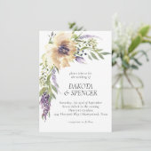 Invitation Anemone Lavender | Mariage violet foncé et ivoire (Debout devant)