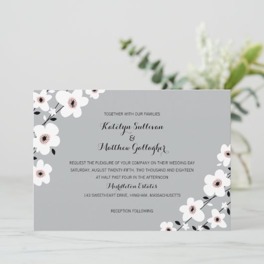 Invitation Anémone moderne| Mariage (Debout devant)