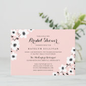 Invitation Anémone noire rose moderne | Fête des mariées (Debout devant)