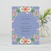 Invitation Anémone Pervenche Peinture de Mariage (Debout devant)