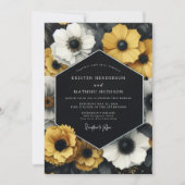 Invitation Anémone Romance Mariage Jaune Moutarde (Devant)