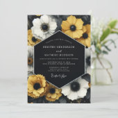 Invitation Anémone Romance Mariage Jaune Moutarde (Debout devant)