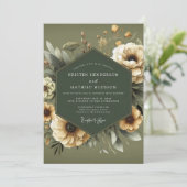Invitation Anémone sombre olive mariage (Debout devant)