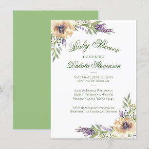 Invitation Anemone Verdure Floral Boho Chic Baby shower