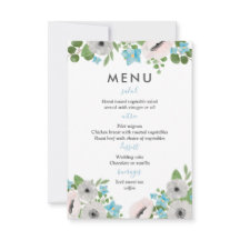 Anémones à l'aquarelle Florales | Menu de mariage