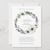 Invitation Anémones & Berries Wreath Blue Winter Wedding (Devant)