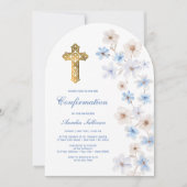 Invitation Anémones Blanches Bleues Arche Confirmation (Devant)