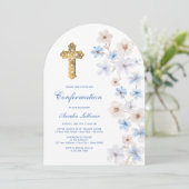 Invitation Anémones Blanches Bleues Arche Confirmation (Debout devant)