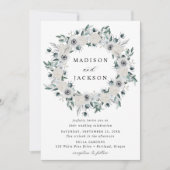 Invitation Anémones blanches et Roses Mariage de couronne de (Devant)