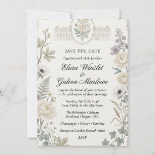Invitation Anémones blanches, Pivoines neutres, Ranunculus, L