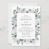 Invitation Anémones blancs et Mariage Rose (Devant)