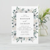 Invitation Anémones blancs et Mariage Rose (Debout devant)