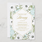 Invitation Anémones Bleu Floral Blessure bébé (Devant)