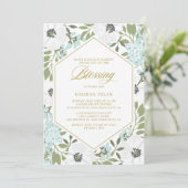 Invitation Anémones Bleu Floral Blessure bébé (Debout devant)