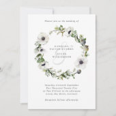 Invitation Anémones Floral Wreath Mariage d'hiver (Devant)