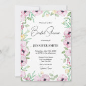 Invitation Anémones Florales Roses Mariage (Devant)