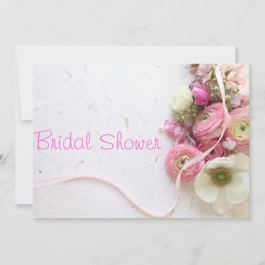 Invitation anémones, ranunculus, douche à nuptiale ruban (Devant)