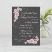 Invitation Anémoniques rose vif et Fête des mariées d'ardoise (Debout devant)