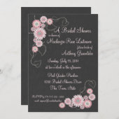 Invitation Anémoniques rose vif et Fête des mariées d'ardoise (Devant / Derrière)
