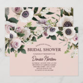 Invitation Anéone blanc sur Fête des mariées Rose Blush (Devant / Derrière)