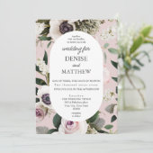 Invitation Anéone blanche sur Mauve Chalk Mariage (Debout devant)