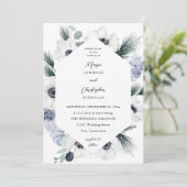Invitation Anéone Hiver Blanc Floral Mariage - VC (Debout devant)