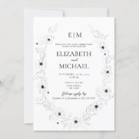 Anéone Noir & Blanc Floral Monogramme Post Mariage