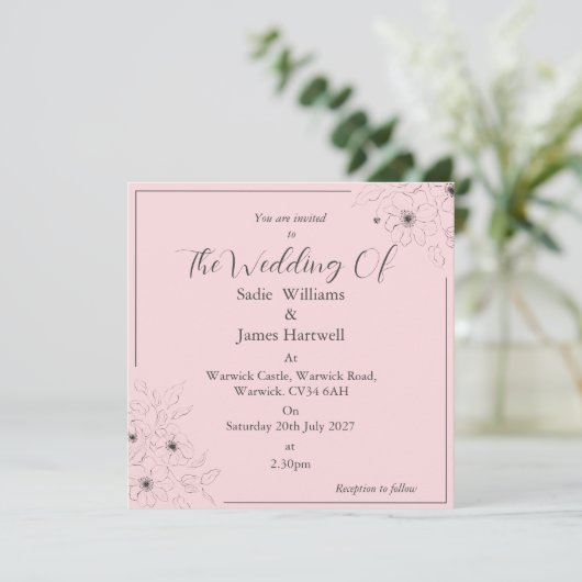 Invitation Anéone sur Rose pâle* (Debout devant)