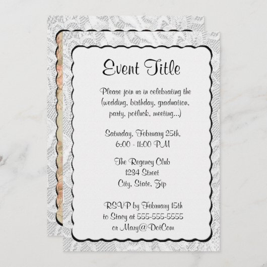 Invitation Ange avec des fleurs (Devant / Derrière)