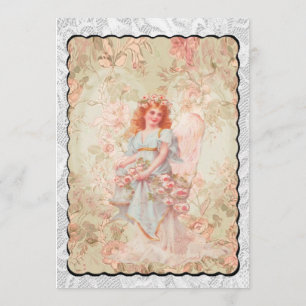 Invitation Ange avec des fleurs