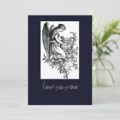 Invitation Ange avec harpe et flore (Debout devant)