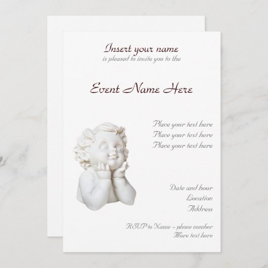Invitation Ange Blanc (Devant / Derrière)
