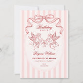 Invitation ange Cupidon rose anniversaire (Devant)