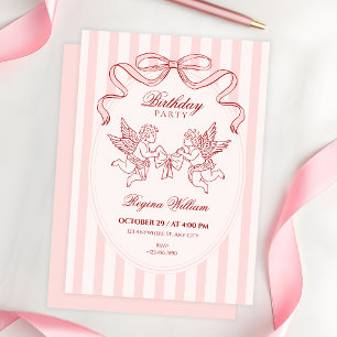 Invitation ange Cupidon rose anniversaire