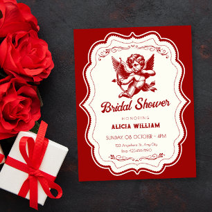 Invitation Ange cupidon rouge douche de mariage